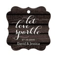 thumbnail image 1 of Darling Souvenir Custom Let Love Sparkle Wedding Hang Tags Personalized Fancy Frame Paper Tags -Dark Wood-100 Tags, 1 of 1