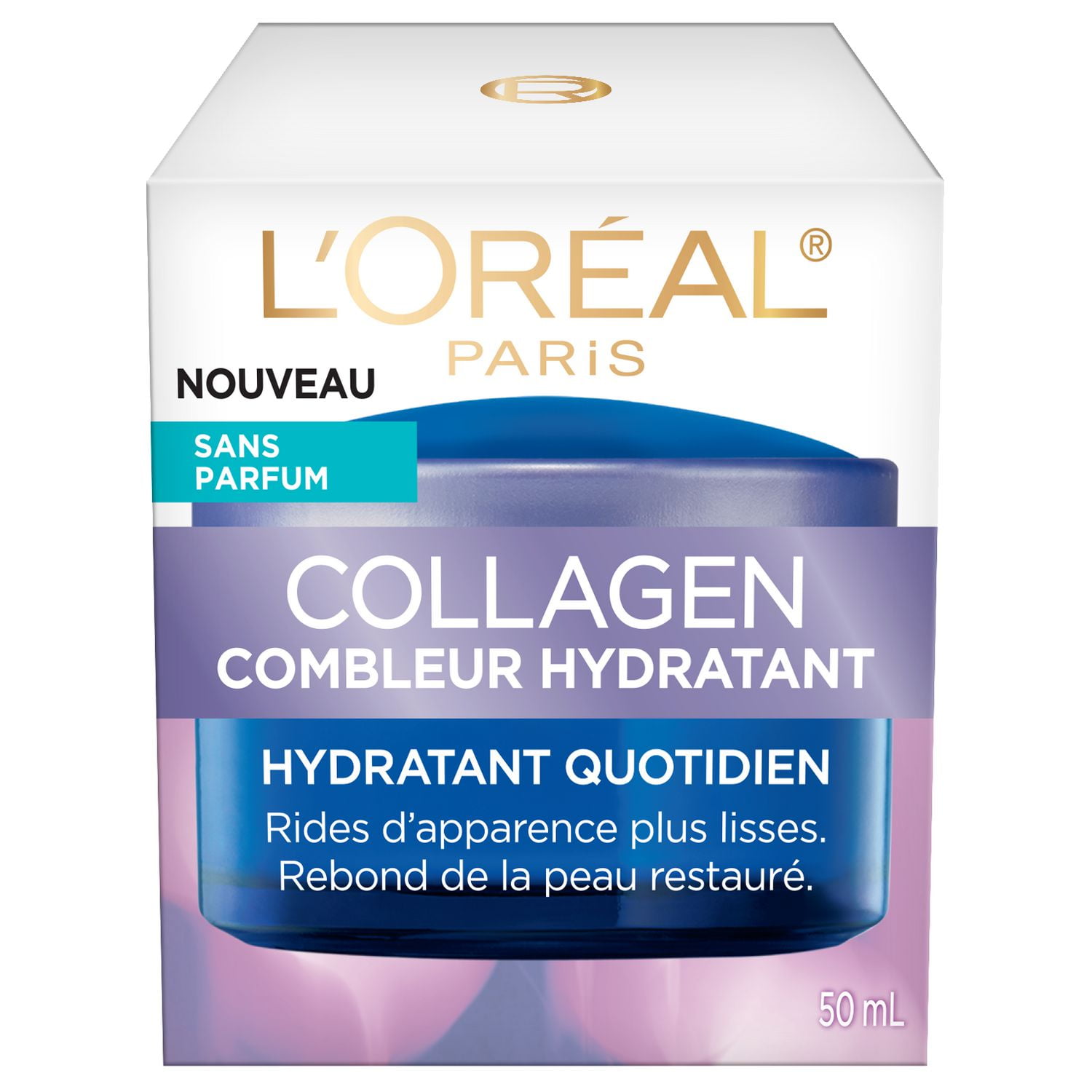 L'Oréal Paris Crème de jour hydratant anti-âge pour le visage avec collagène, sans parfum, 50mL