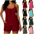 thumbnail image 1 of Sentmoon Two Piece Bathing Suit Swimming Trunks for Women and Swim Tops Womens Bikini High Waist Stretchy with Pockets Regular Fit Women Swimsuit Beach Essentials for Family S-2XL, 1 of 7