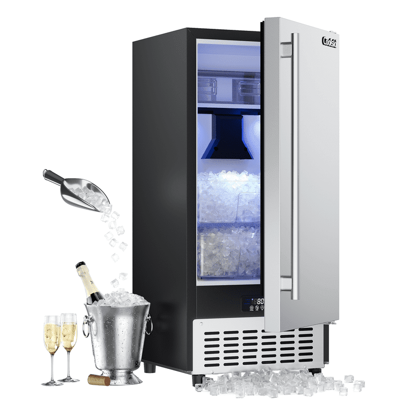 Coolski 15 in. 100lbs/24H Commercial Nugget Ice Maker in Black, Bulit-in/Freestanding, Auto-Cleaning
