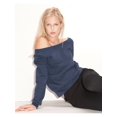 thumbnail image 2 of Bella Canvas Sponge Fleece Wide Neck Sweatshirt 7501, S, Solid Black Triblend, 2 of 2