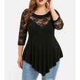 thumbnail image 2 of Kcodviy Taille Femmes Hauts Unis Hauts pour Femmes Blouse Col Rond Quart Plus Femmes 3X Hauts et Blouses Grande Taille Asymétrique Trois Dentelle Florale Blouses en Dentelle pour Femmes Grande Taille Hauts Grande Taille, 2 of 9