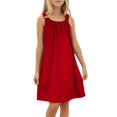 thumbnail image 4 of WEIYLL Robes pour Filles Plage Natation Couverture Sans Manches Débardeur Mince Couleur Unie Volants Robe Rouge 13-14 Ans, 4 of 7