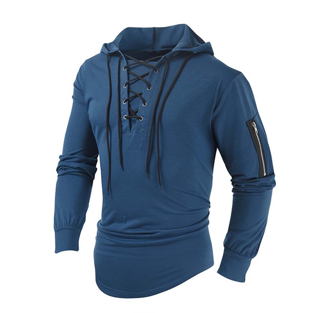 FAIWAD Men's Long Sleeve Drawstring Sweatshirts Drop Shoulder Zip Hooded Sweatshirts Trendy Spring Tops