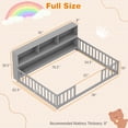 thumbnail image 3 of Costway Full Size Montessori Floor Bed with Bookcase Storage Shelves & Safety Fence Rails Gray, 3 of 10