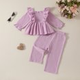 thumbnail image 2 of cfhntfmh Infant Baby Girls Clothes Toddler Sets Long Sleeve Ruffle Dress Pants Set Solid Color Baby Girl Fall Winter Outfits, 2 of 3