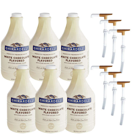Ghirardelli White Chocolate Sauce – Velvety Cocoa Butter Richness & Bonus Precision Squeeze Pump, 64 fl. oz. (1.89 L) Professional Bottle