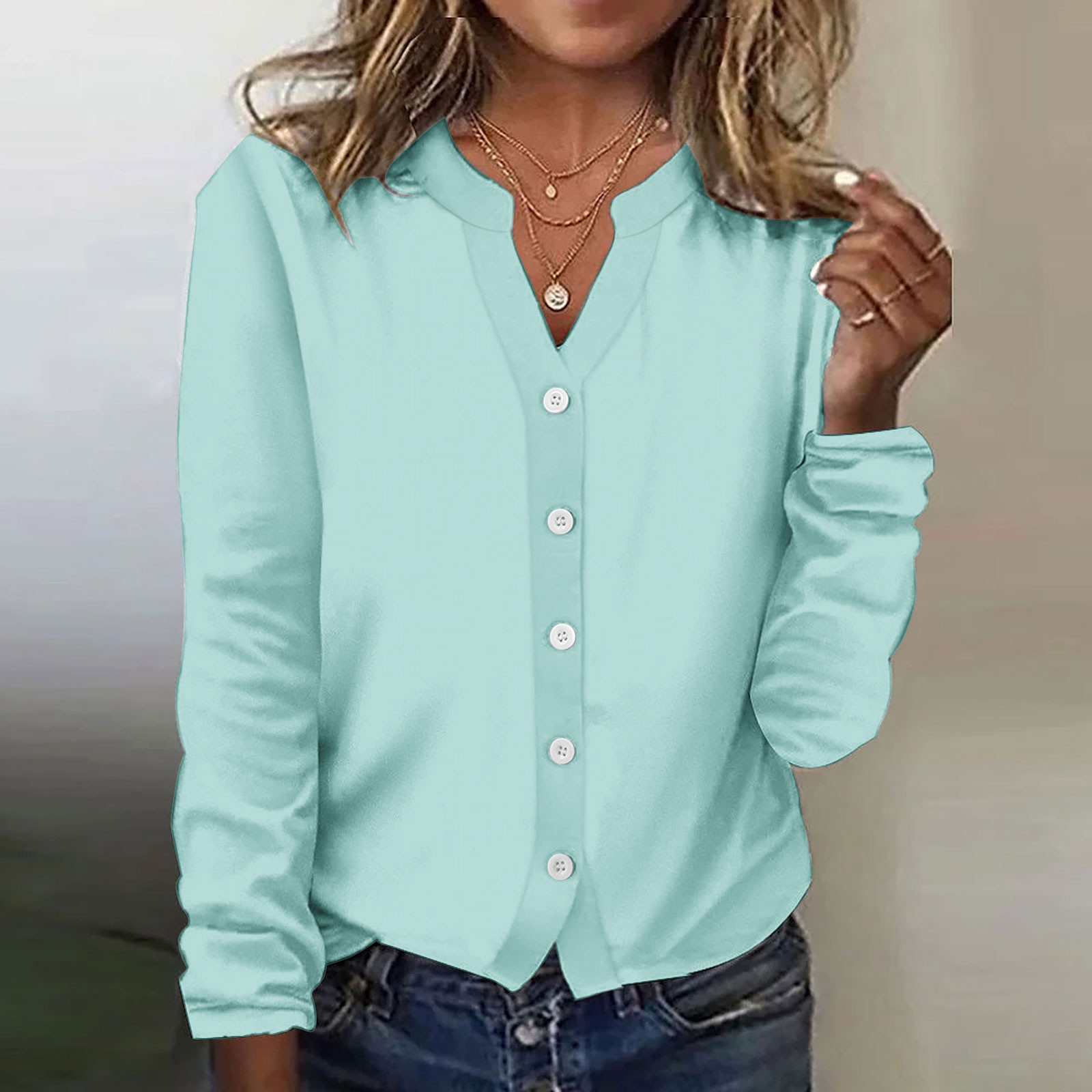 AherBiu Veste Légère pour Femme à Boutons, Cardigan Tricoté à Col Ras du Cou, Chandail Décontracté Ample, Manteau Léger