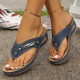 thumbnail image 4 of Women's Platform Wedge Sandals Slip On Comfortable Flip Flops with Arch Support Lightweight Non Slip ClipToe Sandals Blue Size 6.5, 4 of 8