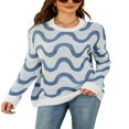 thumbnail image 1 of Pullovers Jacquard Contrasté pour Femmes en Tricot Ample, 1 of 8