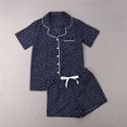 thumbnail image 4 of SUNSIOM Women 2PCS Pajama Set, Dot/Striped Short Sleeve Top, Short Pants, 4 of 8