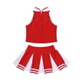 thumbnail image 4 of Miaeowve Ensemble 2 Pcs pour Filles Vêtements de Cheerleading Crop Top Sans Manches avec Couteau Jupe Plissée Mini Uniforme Rouge&Blanc 6, 4 of 7