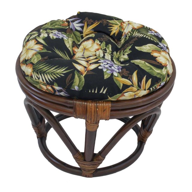 Coussin Repose-Pieds Capitonné Rond en Polyester Filé de 18 Po