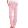 thumbnail image 3 of Sentmoon Linen Pants Women Petite Solid Color Drawstring High Waist Womens Flowy Pants Loose Fit Straight Leg Summer Plus Size Pants for Women for Everyday Casual Wear, 3 of 7