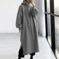 thumbnail image 1 of Mikilon Femmes Automne Col Rond Uni Ample à Capuche Confortable à Manches Longues Robe, 1 of 6