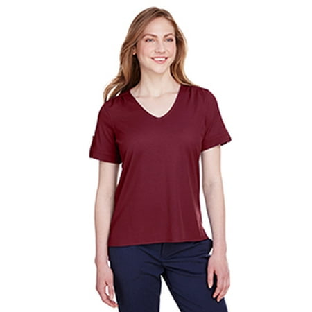 Ladies' CrownLux Performanceâ„¢ Plaited Rolled Sleeve Top DG20WB