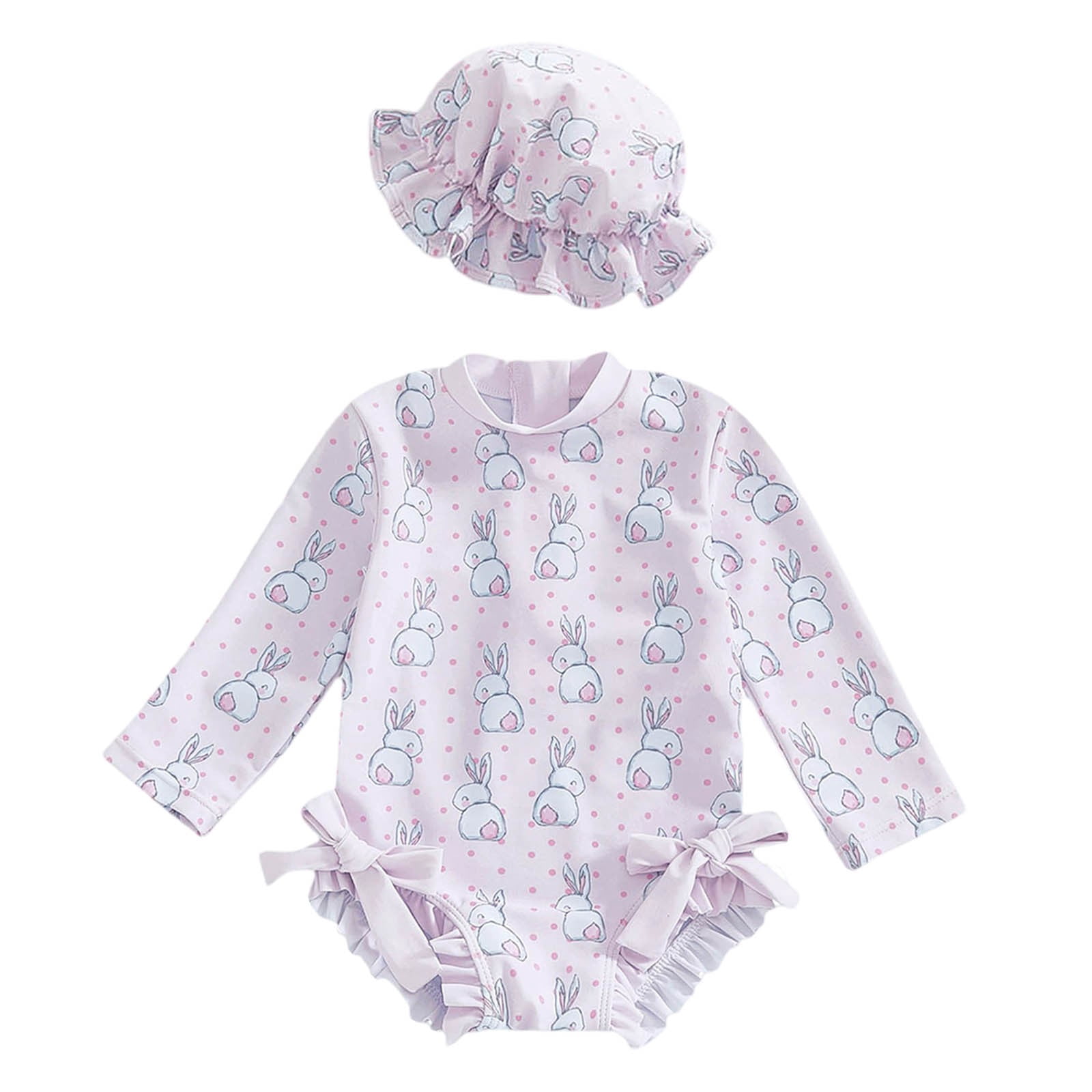 Girl Rash Guard Swimwear Flower Graphic Printed Sun Protection Long Sleeve Toddler Girl Bathing Suit 3-6 Months