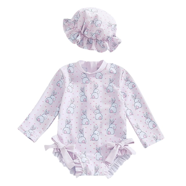 Toddler Girls Swimsuit Rash Guard Ruffle Sun Protection Long Sleeve Girls Bathing Suits 2-3 Years