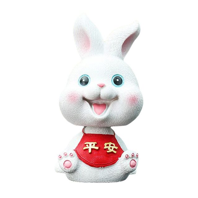 relayinert Zodiac Big Ear Rabbit Car Ornament Creative Cute Shaking Head Car Ornament