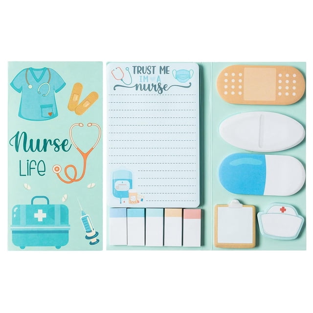 Sticky Notes Set, Cute Self-Stick Notes Pads Divider Tabs Bundle Writing Memo Pads Back to Schools Office Supplies Small Gift Little Sticky Notes, Note Pens, Office Supplys, Medical Theme