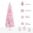 thumbnail image 4 of HOMCOM Snow Flocked Pencil Artificial Christmas Tree with Steel Base Pink, 4 of 10
