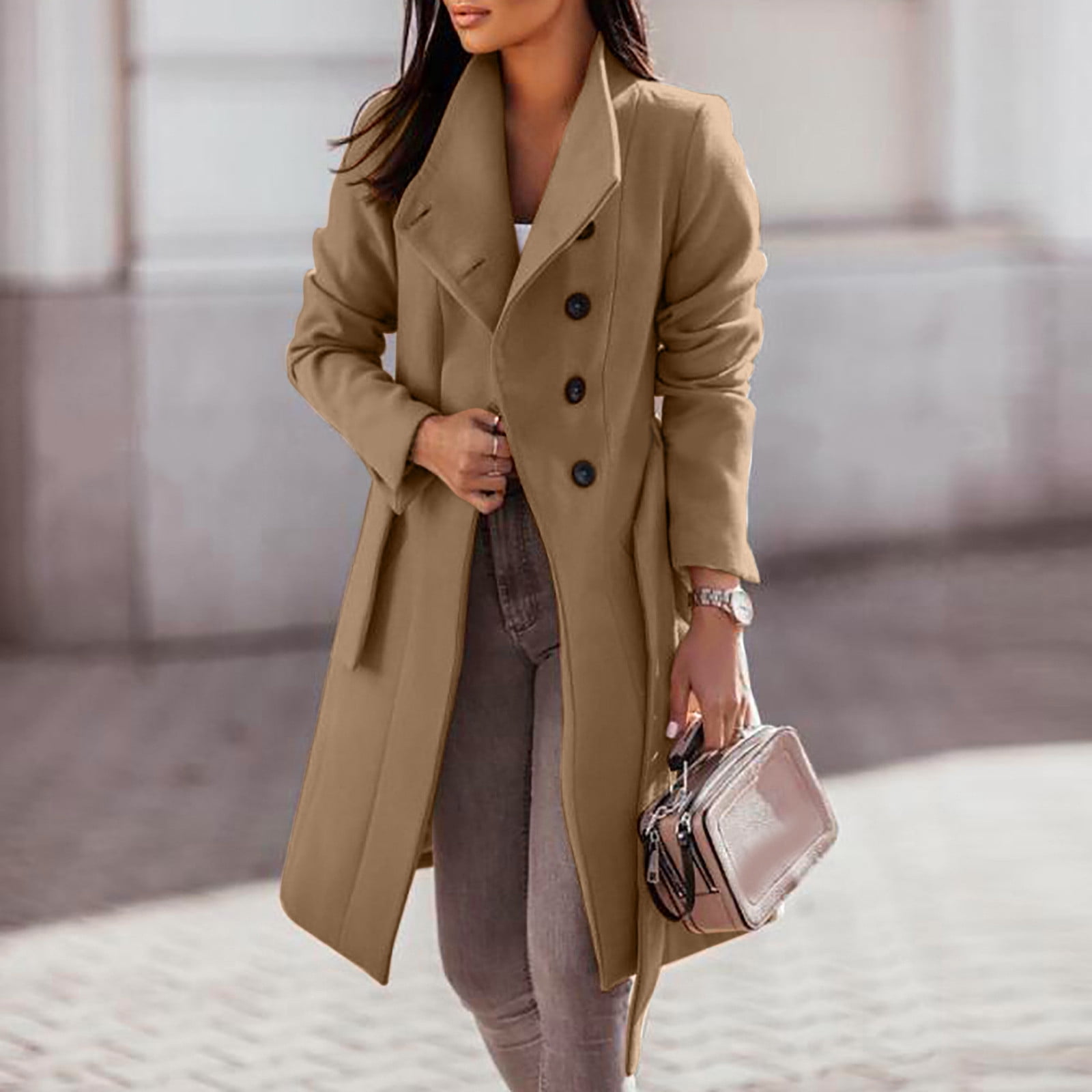 peacoat woman within trench coat