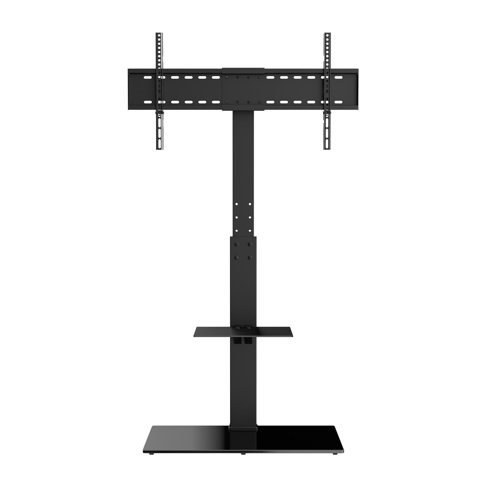 KFFKFF TV Stand Mount, Rotating Elevated TV Stand suitable for 32 to 85 inch Televisions, Alterable Height Mobile Floor TV Stand with Hardened Glass Base for Bedroom, Living Area