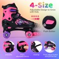 thumbnail image 2 of Gymax Patins à Roulettes pour Enfants pour Ados 4 Tailles Patins Quadruples Ajustables avec Roues Lumineuses Rose, 2 of 9