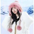 thumbnail image 3 of LinYooLi Bonnet Femme Mignon Pompon Tricoté Doublé Fausse Fourrure Chapeau Chaud d'Hiver, 3 of 7