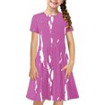 thumbnail image 2 of Liquidation Aujourd'hui Iumwxz Robe Décontractée Trapèze Robe Tunique pour Adolescentes Robe Col Rond Imprimé à Rayures Manches Courtes Robes pour Adolescentes Robe Confortable pour Aller à l'École 4-14 Ans, 2 of 7