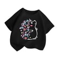 thumbnail image 3 of PMVFHDE Hauts pour Filles T-Shirts pour Filles T-Shirts Graphiques T-Shirts pour Fille Hauts d'Été Tendance pour Filles Hauts d'Été pour Fille T-Shirt Graphique Mignon pour Fille Col Rond Manches Courtes T-Shirt d'Été Noir, 8-9 Ans, 3 of 5