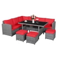 thumbnail image 3 of Patiojoy Ensemble de Mobilier de Patio en Osier 7 Pcs Ensemble de Canapé en Rotin d'Extérieur Ensemble de Causeuse de Conversation Rouge, 3 of 10