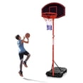thumbnail image 1 of Costway Height-Adjustable Basket Hoop, Portable Backboard System Stand with 2 Wheels, Fillable Base, Weather-Resistant Nylon Net, 1 of 10