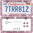 thumbnail image 1 of SNNROO Handcrafted Rhinestone Bling License Plate Frames for Women  Men 2 Pack Bedazzled Cover (Pink), 1 of 6
