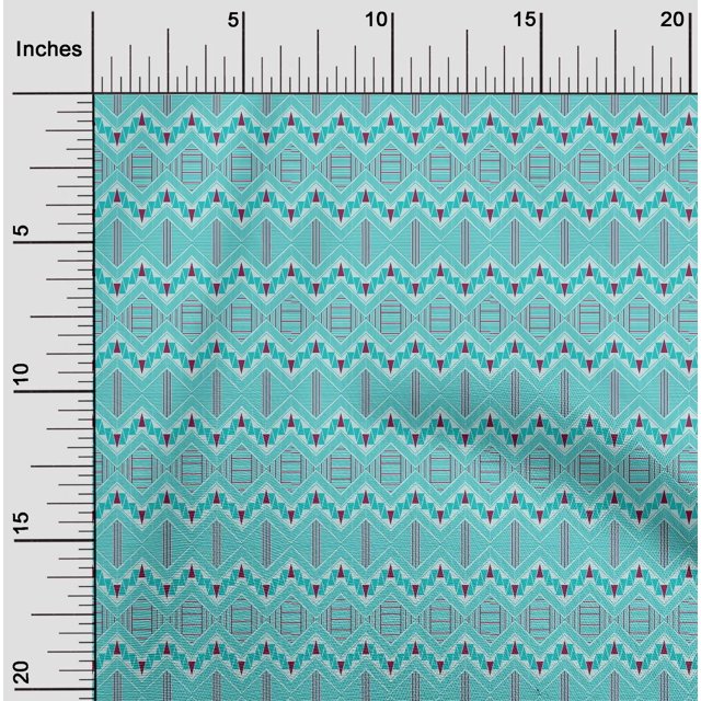 oneOone Cotton Silk Fabric Chevron & Triangle Geometric Printed Fabric 1 Yard 42 Inch Wide