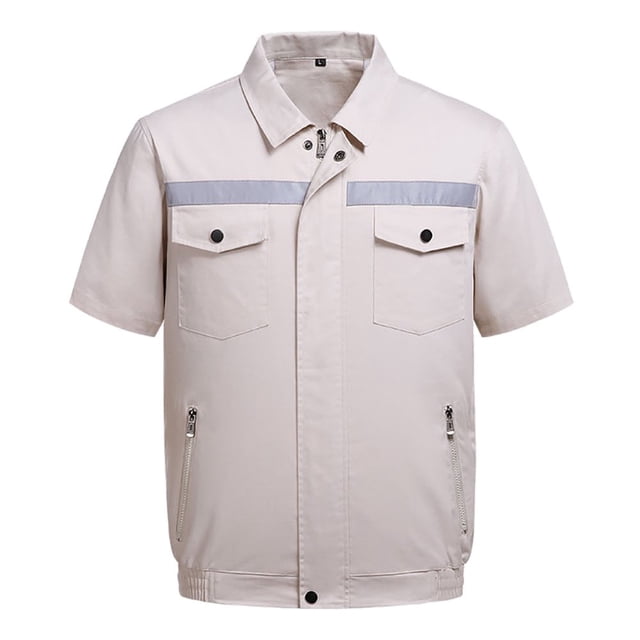 Summer Air Cooling Fan Reflective Strip Short Sleeve Jacket Working Top Coat
