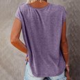 thumbnail image 4 of Pompotops Fashion Woman Causal V-Neck Solid Blouse Sleeveless T-Shirt Summer Tops, 4 of 6