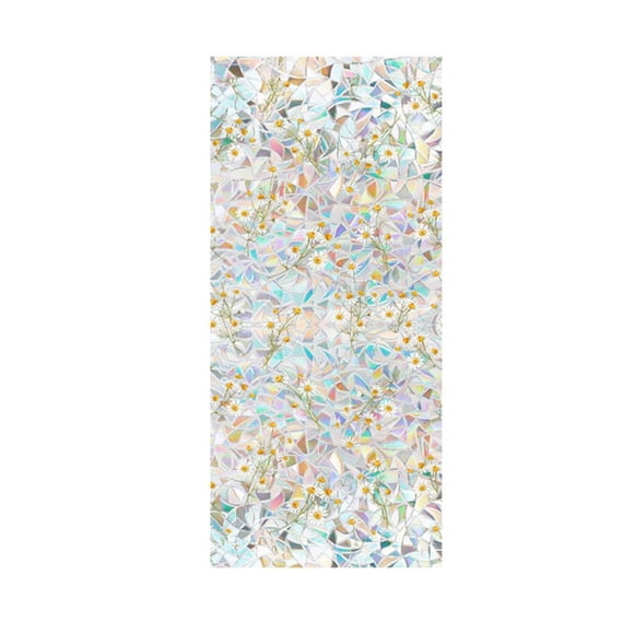 Stained Glass Window Film - Non-Adhesive Static Cling Rainbow Daisy Glass Window Stickers, Multicolor Home Decoration