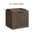 thumbnail image 4 of Homall Coffre de Terrasse Extérieur de 31 Gallons en Résine avec Siège, Brun, 4 of 6