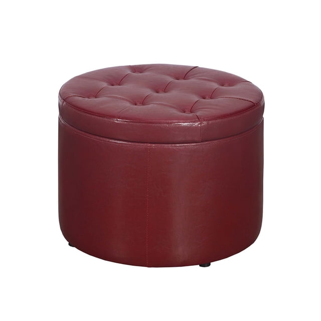 Convenience Concepts Designs4Comfort Pouf Rond pour Chaussures en Tissu Rouge