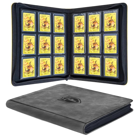 Trendiphy Top Loader Binder - 9 Pocket (3" x 4"), Holds 288 Toploaders | TCG Toploader Cards Binder & Card Holder For Sports Cards (Dark Gr
