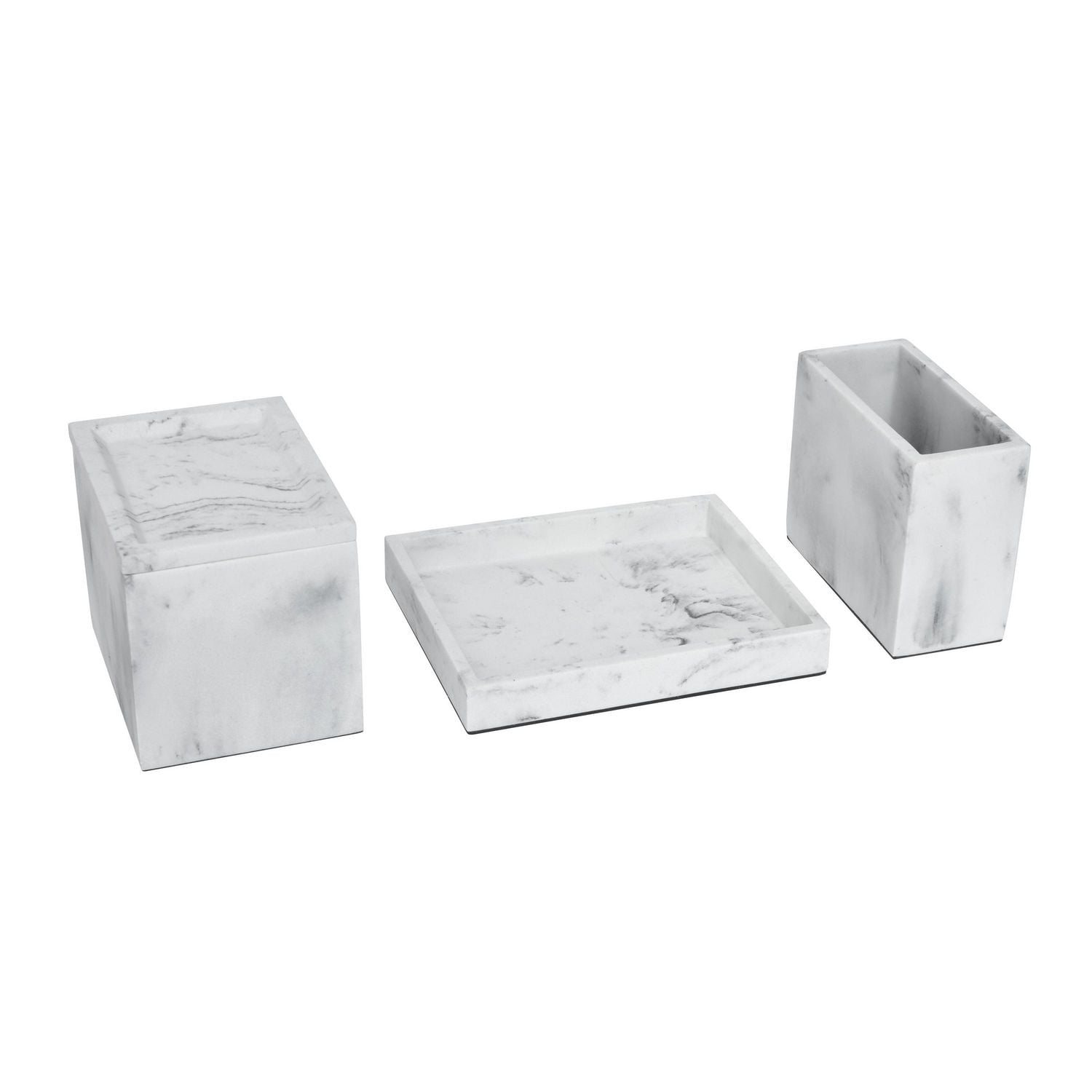 hometrends Ensemble de 4 organisateurs de meuble-lavabo en faux marbre avec côté magnétique, organisateur de meuble-lavabo en grès
