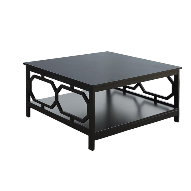 Convenience Concepts Omega Table Basse Carrée avec Grande Surface et Tablette Inférieure, Noir