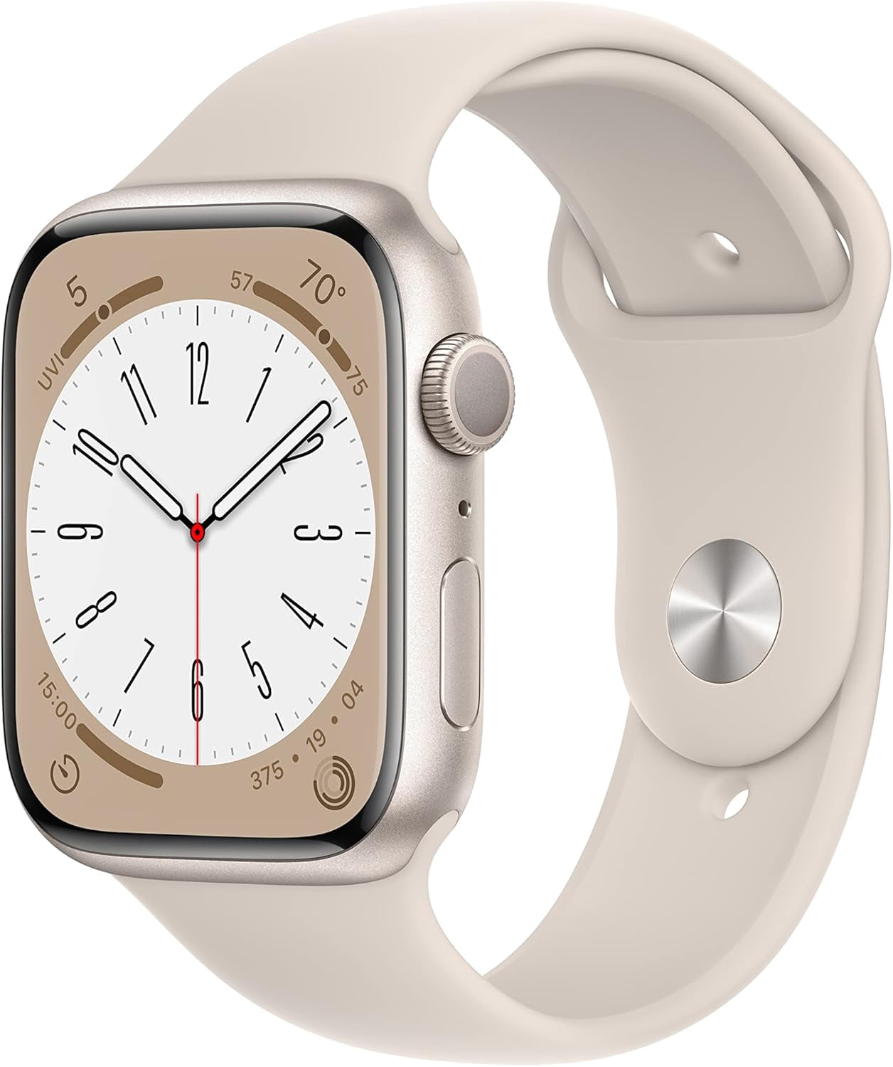 Refurbished Apple Watch Series 8 Aluminum 45mm A2771 (GPS Only, No Cellular) Starlight (Grade A+)