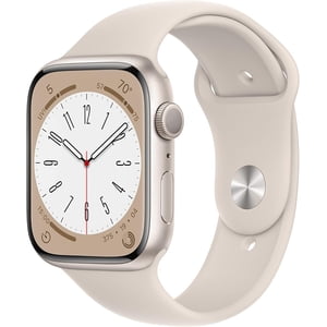 Rénovés Apple montre Series 8 Aluminium 45mm A2771 (GPS Seulement, pas de cellules) Starlight (Catégorie A+)