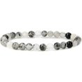 thumbnail image 1 of Bracelet Extensible Unisexe en Quartz Rutilé Noir Naturel avec Perles Rondes de 6 mm 7 Pouces, 1 of 5