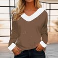 thumbnail image 2 of Timegard Hauts pour Femmes Noël Col en V Confortable Blouse à Manches Longues Automne Hiver Mode Décontractée Couleur Unie, 2 of 4