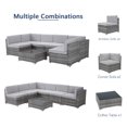 thumbnail image 2 of YODOLLA 7-Piece Patio Furniture Set on Sale, Rattan Wicker Outdoor Sectional Sofa Couch with Table Patio Conversation Set for Lawn& Backyard In Gray, 2 of 9