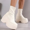 thumbnail image 1 of LSLJS Chaussures pour Femmes Mode Rétro à Talon Moyen Bottes Cavalières Hautes Élastiques Bottes Muffin Bottes Simples, Bottes Compensées Mi-Mollet pour Femmes, Bottes pour Femmes, 1 of 3