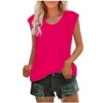 thumbnail image 1 of Timegard Tank Tops for Women Cap Sleeve Round Neck Solid Color Basic Tee Casual Tunic Tops for Leggings, 1 of 5